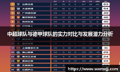 中超球队与德甲球队的实力对比与发展潜力分析